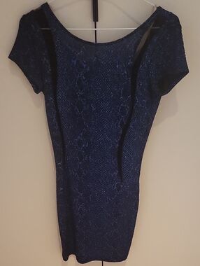 DO+BE Navy Blue Lace-Patterned Mini Dress